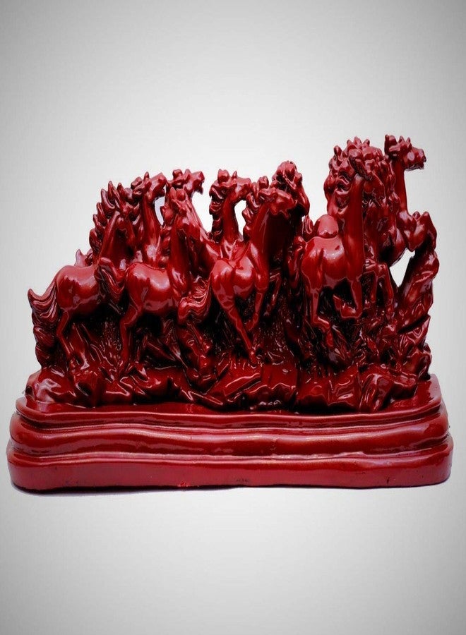 INARA Creation 12 Running Horses Statue/Showpiece for Home/Office/Living Room Decoration - Red - Image 1